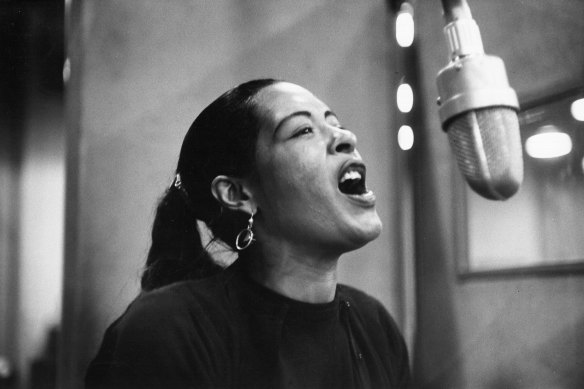 Billie Holiday recording in New York in 1957.