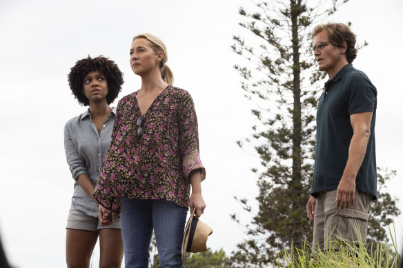 Michael Shannon with Asher Keddie  and Tiffany Boone in Nine Perfect Strangers.