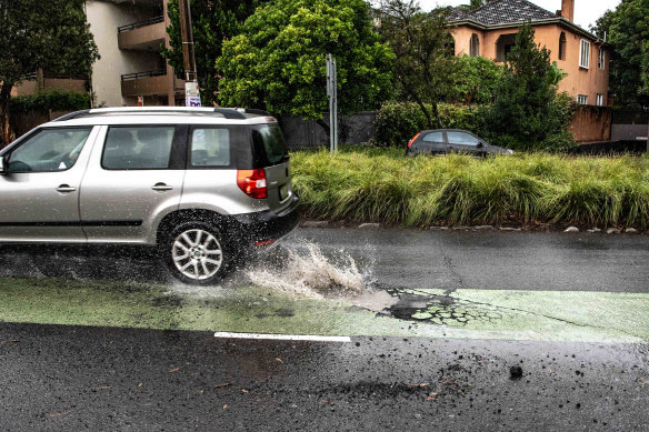 Sydney roads have been badly damaged by recent heavy rain.