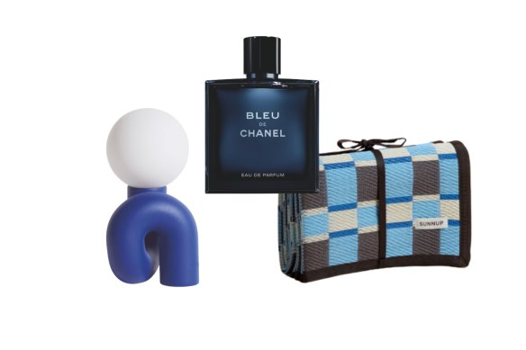 “Neotenic” lamp; “Bleu de Chanel” EDP; “Azure” outdoor mat.  