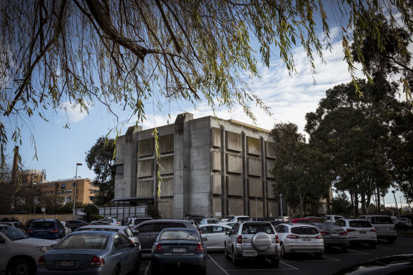 The heritage-listed brutalist building at the old Footscray Hospital site.
