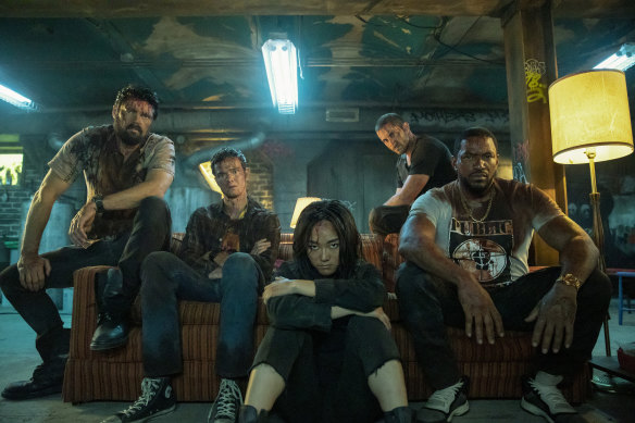 The Boys (from left): Butcher (Karl Urban), Hughie (Jack Quaid), Kimiko (Karen Fukuhara), Frenchie (Tomer Capon) and Mother's Milk (Laz Alonso).