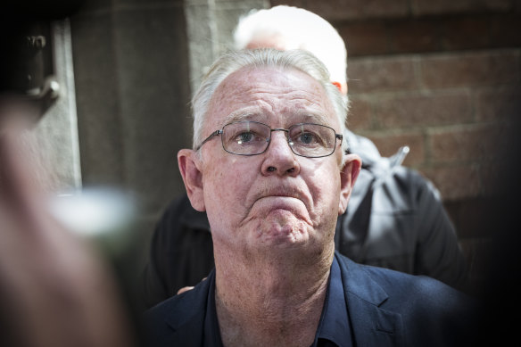 An emotional Ian Cook outside court.