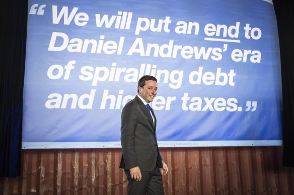 Then Liberal leader Matthew Guy during the 2022 state election campaign.