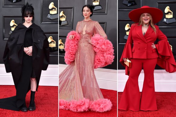 Billie Eilish in Rick Owens, St Vincent in Gucci and Elle King in Christian Siriano.