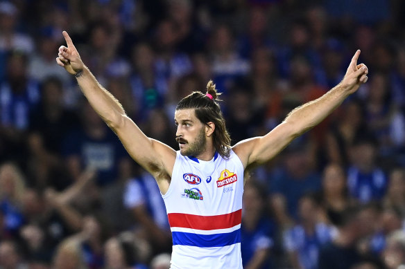 Bulldogs forward Josh Bruce kicked 10 goals against the Kangaroos.