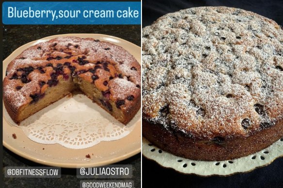 Julia Busuttil Nishimura’s blueberry sour cream cake.