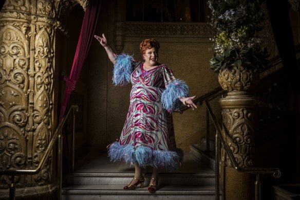 Shane Jacobson emerges as Edna Turnblad at the Regent Theatre, Melbourne, for Hairspray.