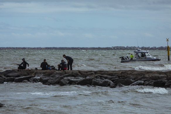 Police searched the water off Altona beach on Saturday afternoon.