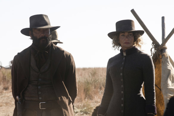 Tim McGraw as James and Faith Hill as Margaret in a scene from 1883. 