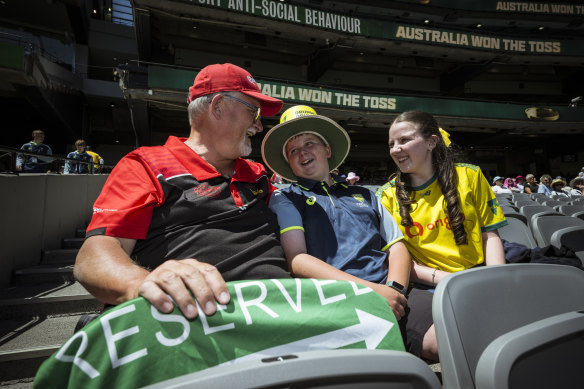 Will, Josh and Phoebe Hannah at the MCG. 