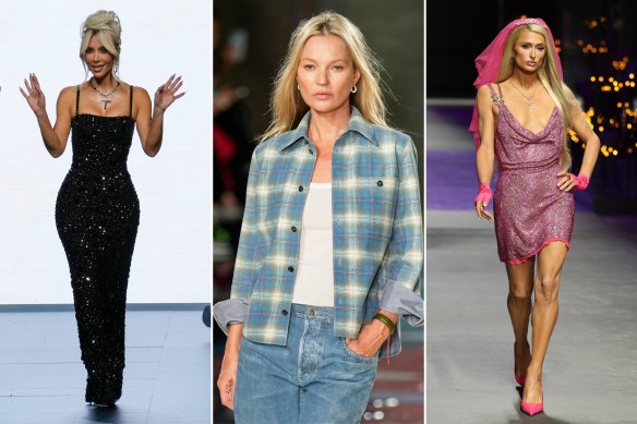 Kim Kardashian for Dolce & Gabbana, Kate Moss for Bottega Veneta and Paris Hilton for Versace at Milan Fashion Week.