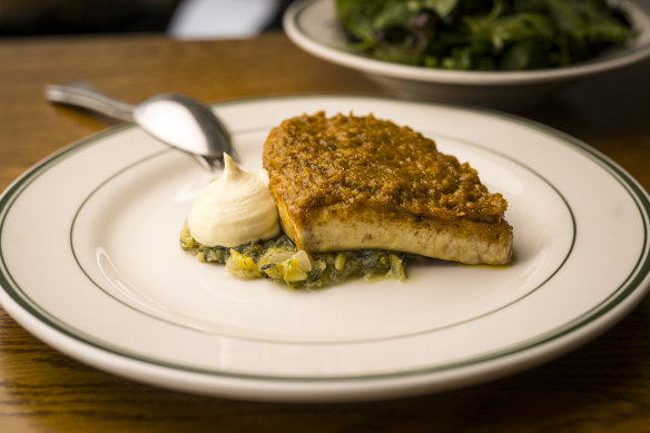 Swordfish with squash, fennel and saffron at Marion. 