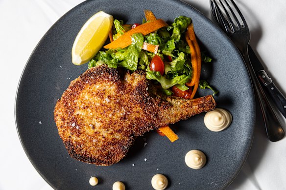Cotoletta - pan-fried crumbed pork cutlet.