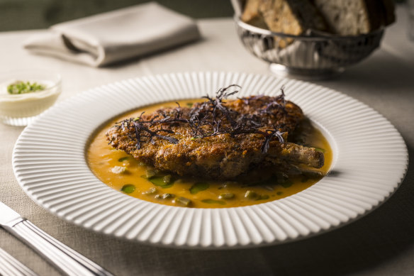 The pork rib is an elevated take on a schnitzel.