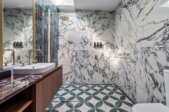 Italian marble and brass finishes in the bathrooms.