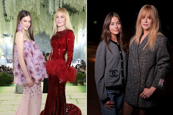 Sunday Rose and Nicole Kidman attend the 2026 Met Gala (right); Faith Urban and Nicole Kidman attend Paris Fashion Week.