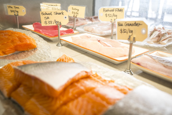 Argo Fishop’s display cabinet includes a range of Australian and New Zealand fish.