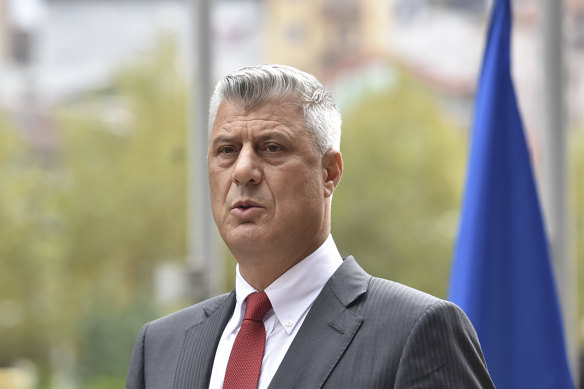 Kosovo President Hashim Thaci addresses the nation to announce his resignation to face war crimes in The Hague.