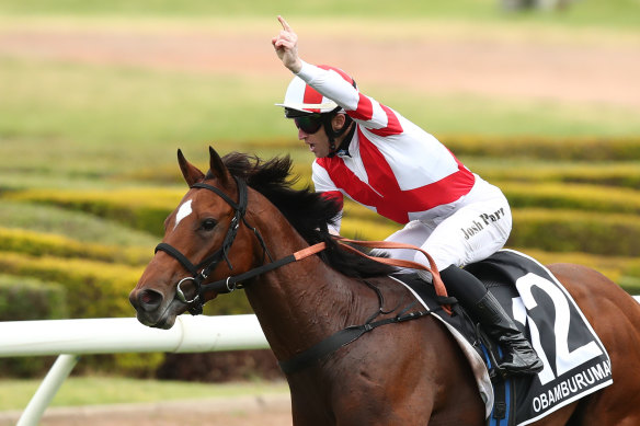 Japanese miler Obamburumai wins last year’s Golden Eagle with Josh Parr in the saddle.