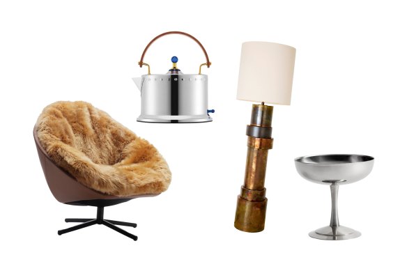 “DS-265 Coco” armchair; “Ottoni” electric kettle; “Lux Ludere” floor lamp;  “Italian Ice Cup” dessert bowl.  