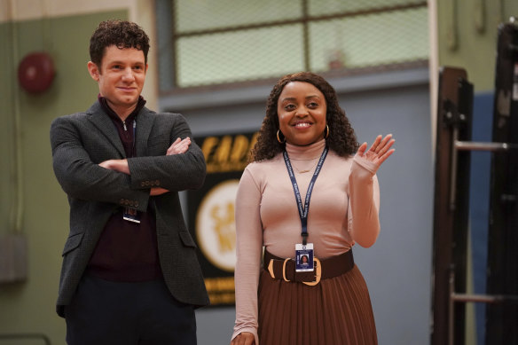 Chris Perfetti and Quinta Brunson in the breakout mockumentary Abbott Elementary.