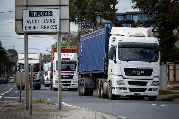 Trucks will be permanently banned from using six streets in Melbourne’s inner west, like this one in Yarraville, once the West Gate Tunnel is open.