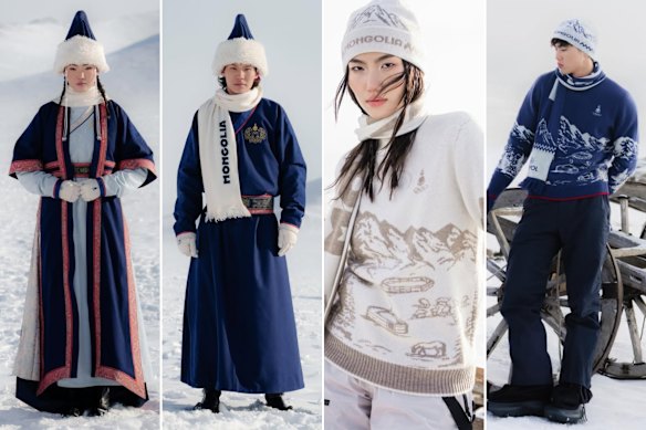 The official ceremonial and casual outfits for Team Mongolia at the Milano-Cortina Winter Olympic Games.