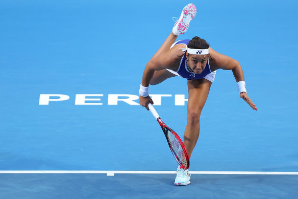 Caroline Garcia in action during the United Cup in Perth.