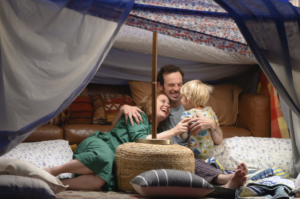 Amy Adams, left, and Scoot McNairy in a scene from Nightbitch.