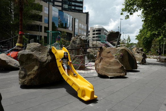 The new Southbank playground has lots of features, but some parents have expressed safety concerns.