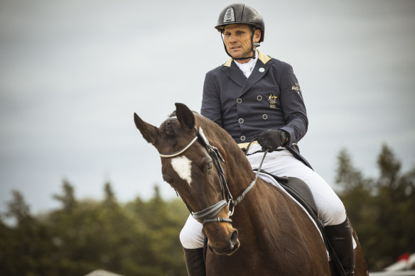Shane Rose returns to competition in a dressage event in Melbourne on Saturday.