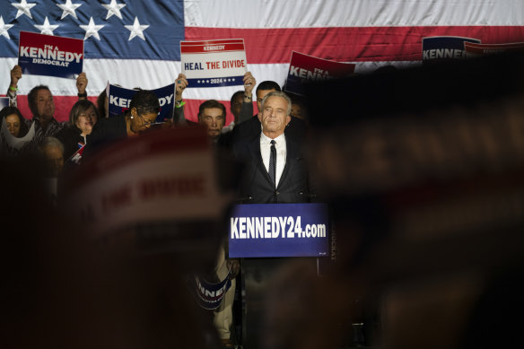 Robert Kennedy Jr., announcing his campaign for the Democratic presidential nomination in Boston in April 2023.