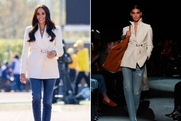 Meghan wore a white jacket from Brandon Maxwell’s Fall/Winter 2022 collection.