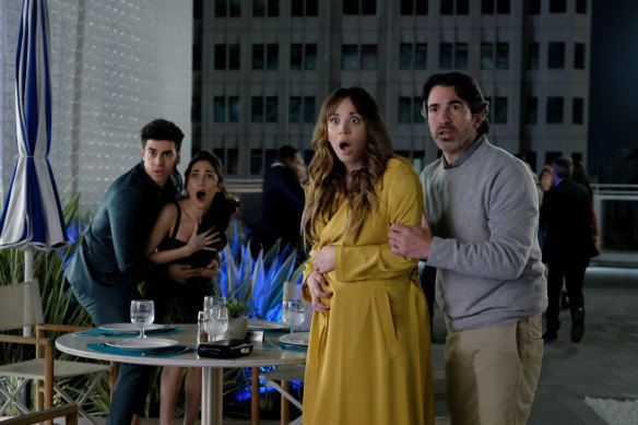 Kaley Cuoco as Ava and Chris Messina as Nathan (both right) are on the hunter for a killer in Based on a True Story.