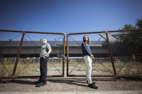 Eddie Solomon (left) and Patrick Davis (right) have different views on a proposed high-rise near Murrumbeena station.