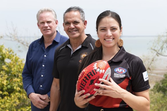 AFL Northern Territory chairman Sean Bowden, Michael McLean and Northern Territory Thunder’s Lateesha Jeffrey are backing the bid.