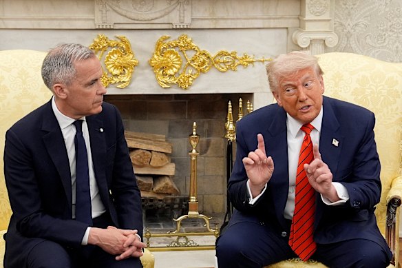 “Never say never”: During a meeting with Canadian Prime Minister Mark Carney at the White House, Donald Trump insisted Canadians might one day want to become part of the United States.