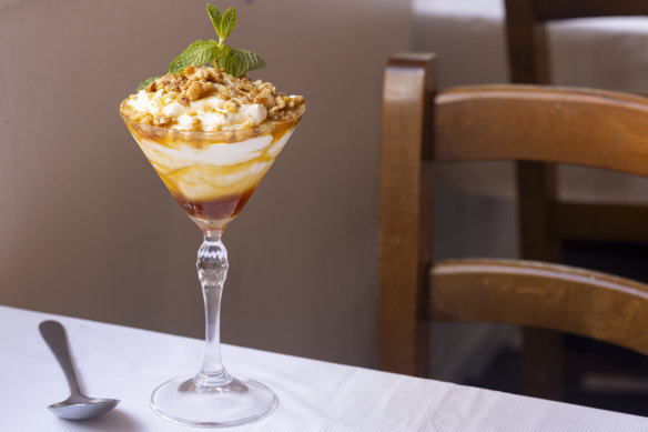 Go-to dish: Yaourti (honey, yoghurt and walnut dessert).