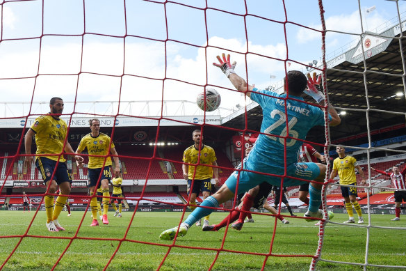 David McGoldrick scores for Sheffield United against Arsenal, but it wasn't enough to see secure victory at Bramall Lane.