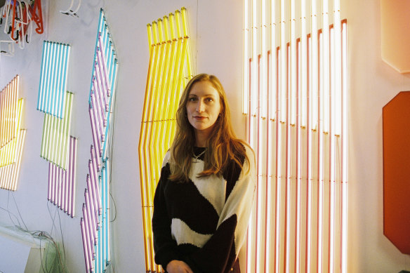 Meagan Streader: “Imagine hundreds of tall, towering, slightly angled lines of warm white light.” 