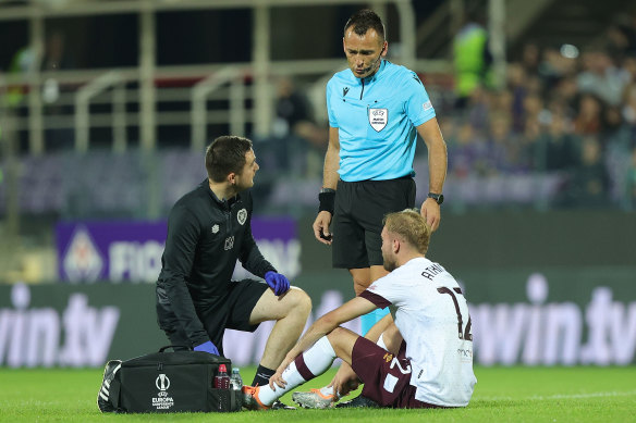 The Hearts defender received treatment in the early stages of the match and later tried to run his foot injury off, but was soon substituted.