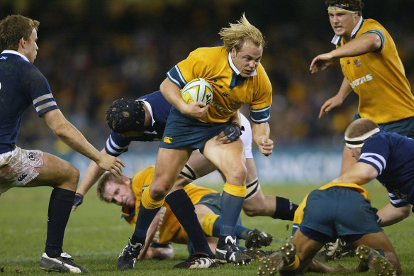 Waugh taking the ball up for the Wallabies in 2004.