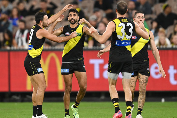 Marlion Pickett celebrates a goal. 