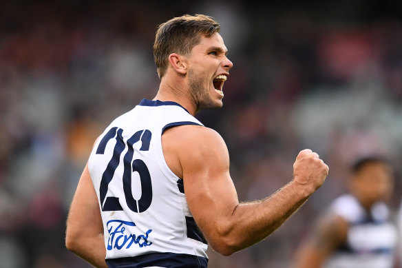 Tom Hawkins developed into a fierce competitor at Geelong