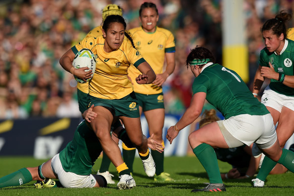 Rugby convert Kayla Sauvao's footwork is reminiscent of the Rooster's dual premiership-winning men's side.