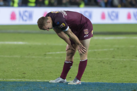 A heartbroken Daly Cherry-Evans at the end of Origin III.
