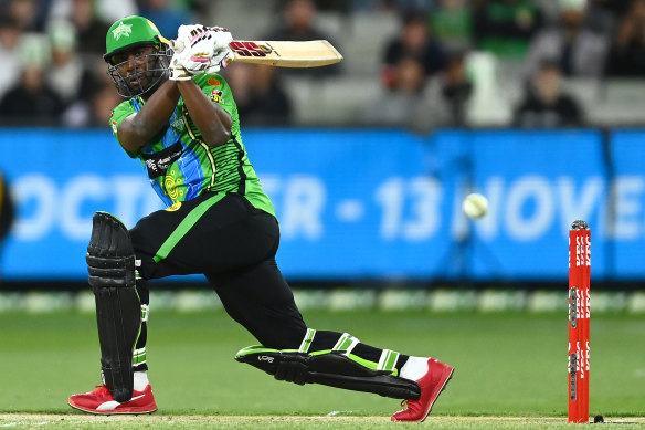 Andre Russell with the Melbourne Stars, after being enticed to the BBL by Glenn Maxwell.