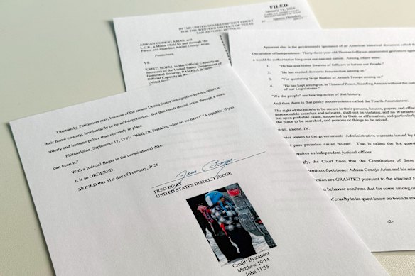 An order to release Liam and his father from detention, which included a picture of the boy and Bible verse.