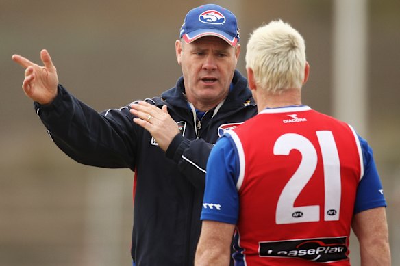 Rodney Eade (pictured as Western Bulldogs coach) is partnerships manager for The Fathering Project, a secular, not-for-profit organisation.